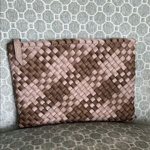 Naghedi Brown and Tan Woven Clutch